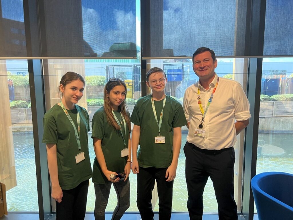 Nathan Askew and three volunteers in Alder Hey