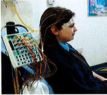 Photograph of a patient being tested on a patient.