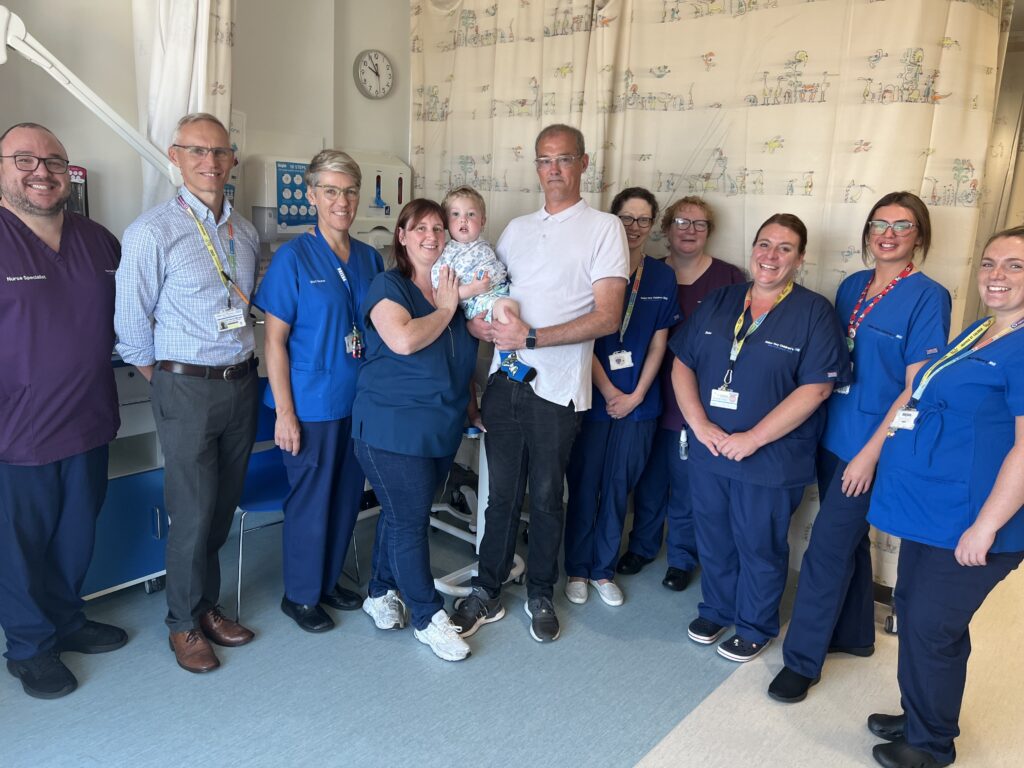 The Nephrology team at Alder Hey with Aedan and Mum Shirley and Dad Paul.