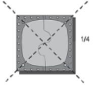 Graphic showing how to cut the patch into 4 pieces