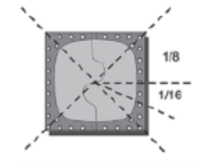 Diagram showing how to cut patch into 8 or 16 pieces