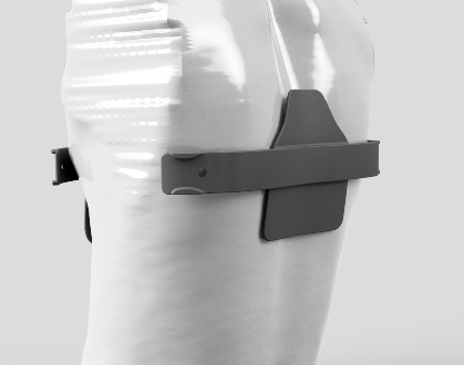 Pick of a pectus brace being worn 