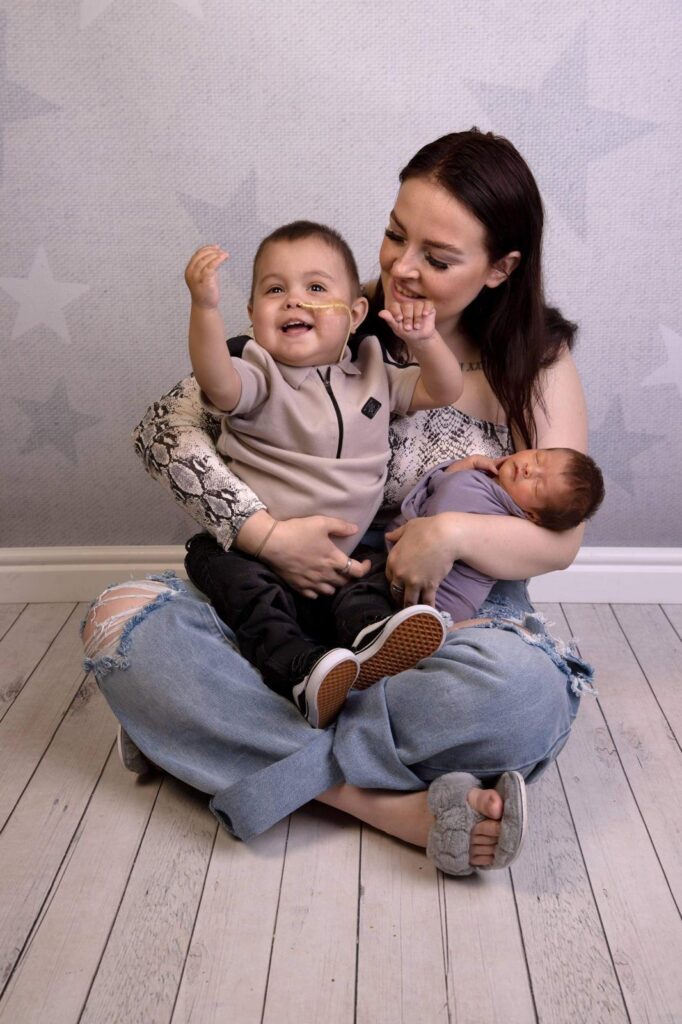 Jaidon with mum Kayleigh and younger sibling