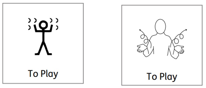 A visual representation of play and how to sign the word play