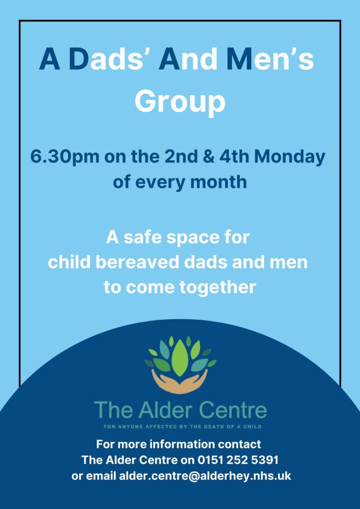 A poster for the ADAM men's support group at the Alder Centre