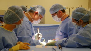 Surgeons operating using a 3D printed model for the first time
