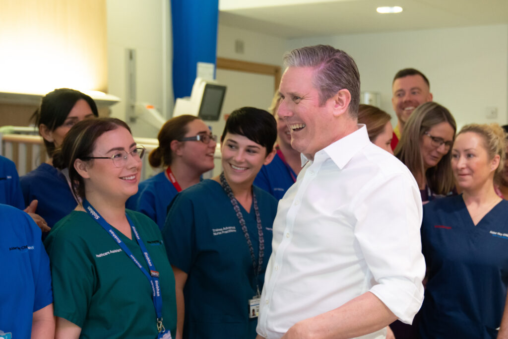 Keir Starmer, Leader of the Labour Party, and Wes Streeting, Shadow Health Secretary, speak with staff at Alder Hey Children’s Hospital, Liverpool, to unveil their Child Health Action Plan. Picture date: Thursday January 11 2024.