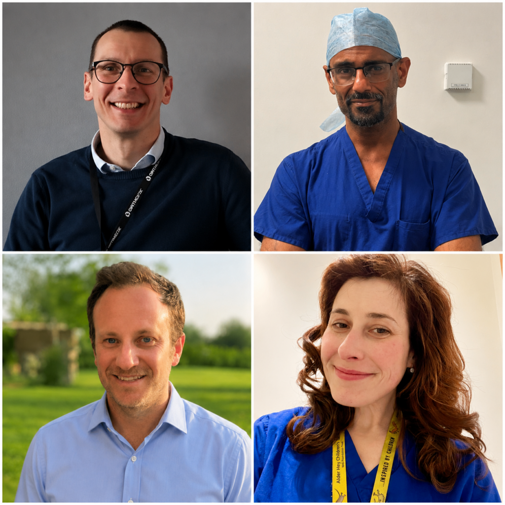 Photo of four Alder Hey staff top left is David Wright, top right is Pudrique Sharm, bottom left is Roger Walton, bottom right is Vitty Bucknall