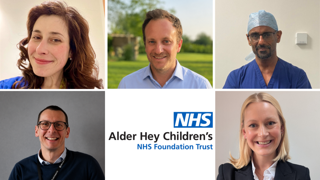 (from l-r clockwise)Ms Vitty Bucknall (Consultant Trauma and Orthopaedic Surgeon), Mr Roger Walton (Consultant Trauma and Orthopaedic Surgeon), Mr Pundrique Sharma (Consultant Plastic Surgeon), Dr Katie Misselbrook (Consultant Anaesthetist) and Dr David Wright (Consultant Trauma and Orthopaedic Surgeon)