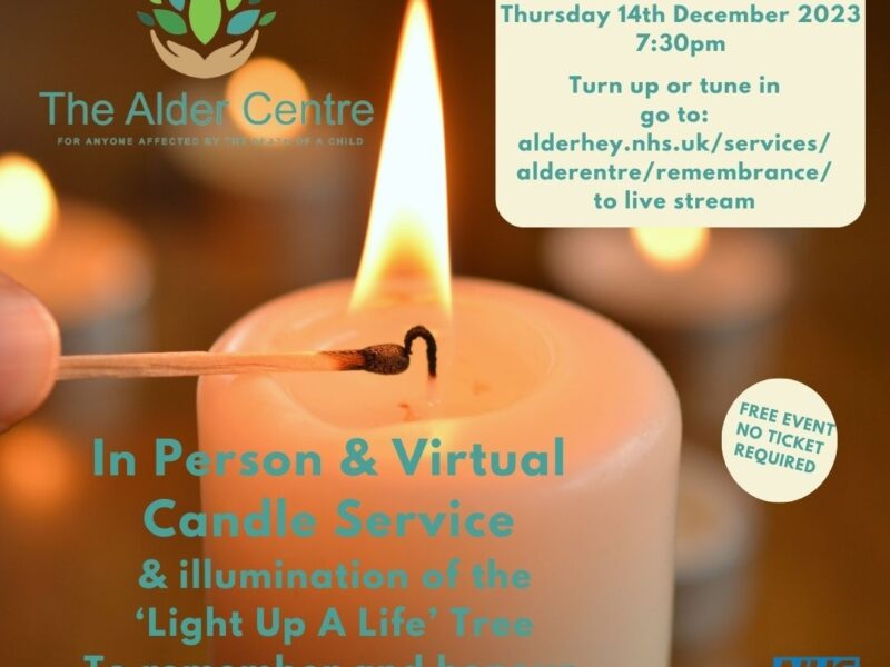 An image depicting details of the Alder Centre candle service on Thursday 14th December 2023