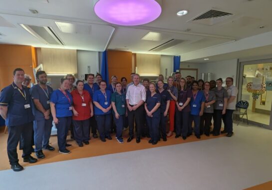 Labour Leader, Sir Keir Starmer, pictured with members of staff at Alder Hey Children's NHs Foundation Trust.