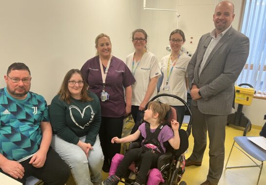 Hayley and family with some of the team who treated her at Alder Hey