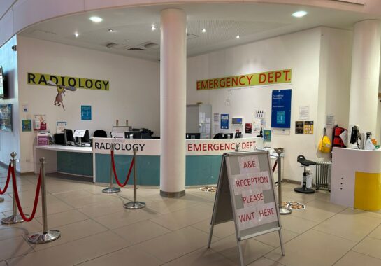 Temporary A&E waiting area at Alder Hey
