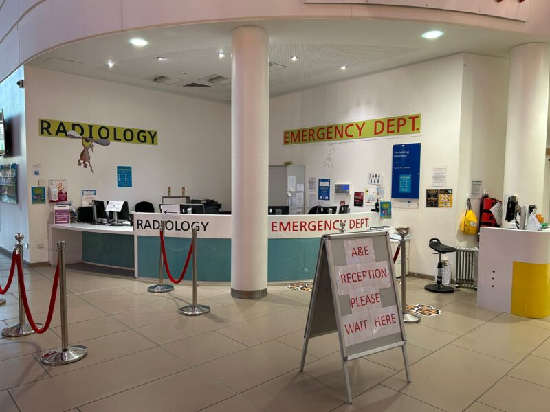 Temporary A&E waiting area at Alder Hey