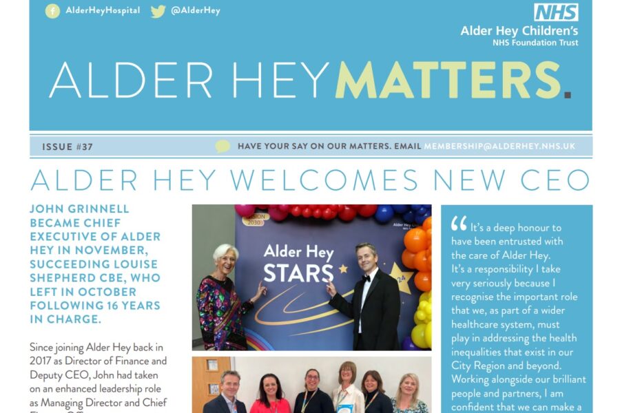 A screenshot of March 2025's Alder Hey Matters Newsletter