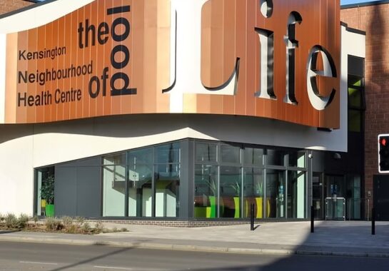 An image of the outside of the Kensington Neighbourhood Health Centre in Liverpool.