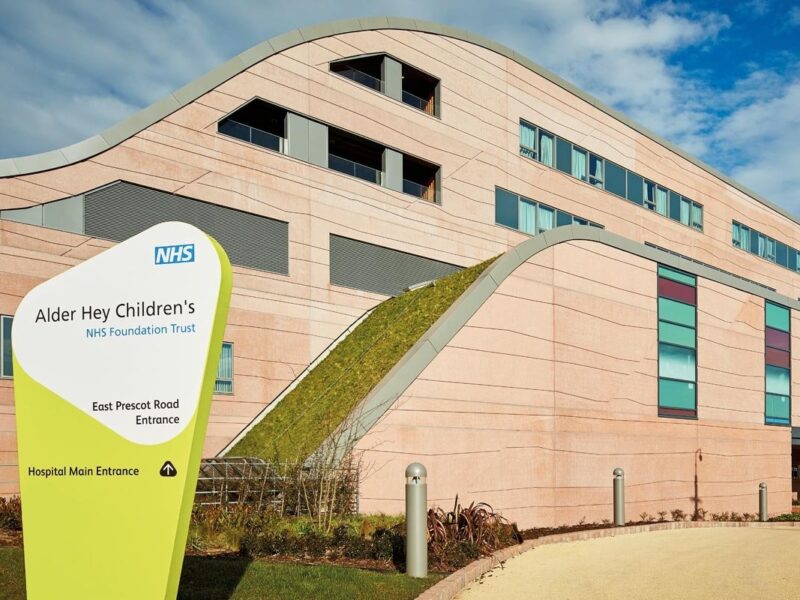 An image showing the outside of Alder Hey Children's NHS Foundation Trust in Liverpool