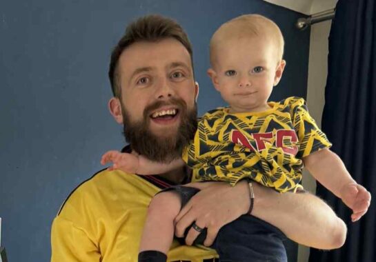 Baby Ffredi with his dad