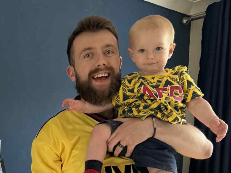 Baby Ffredi with his dad
