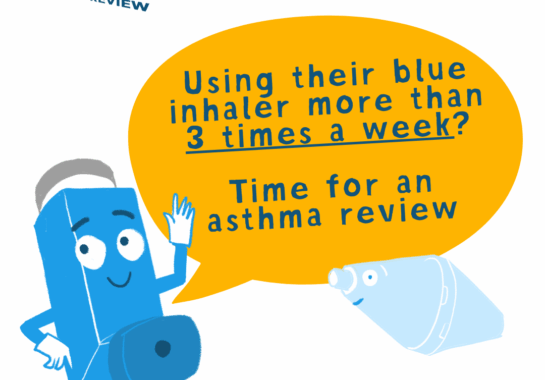A graphic of a blue inhaler signifying the too much blue campaign