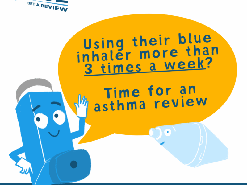 A graphic of a blue inhaler signifying the too much blue campaign