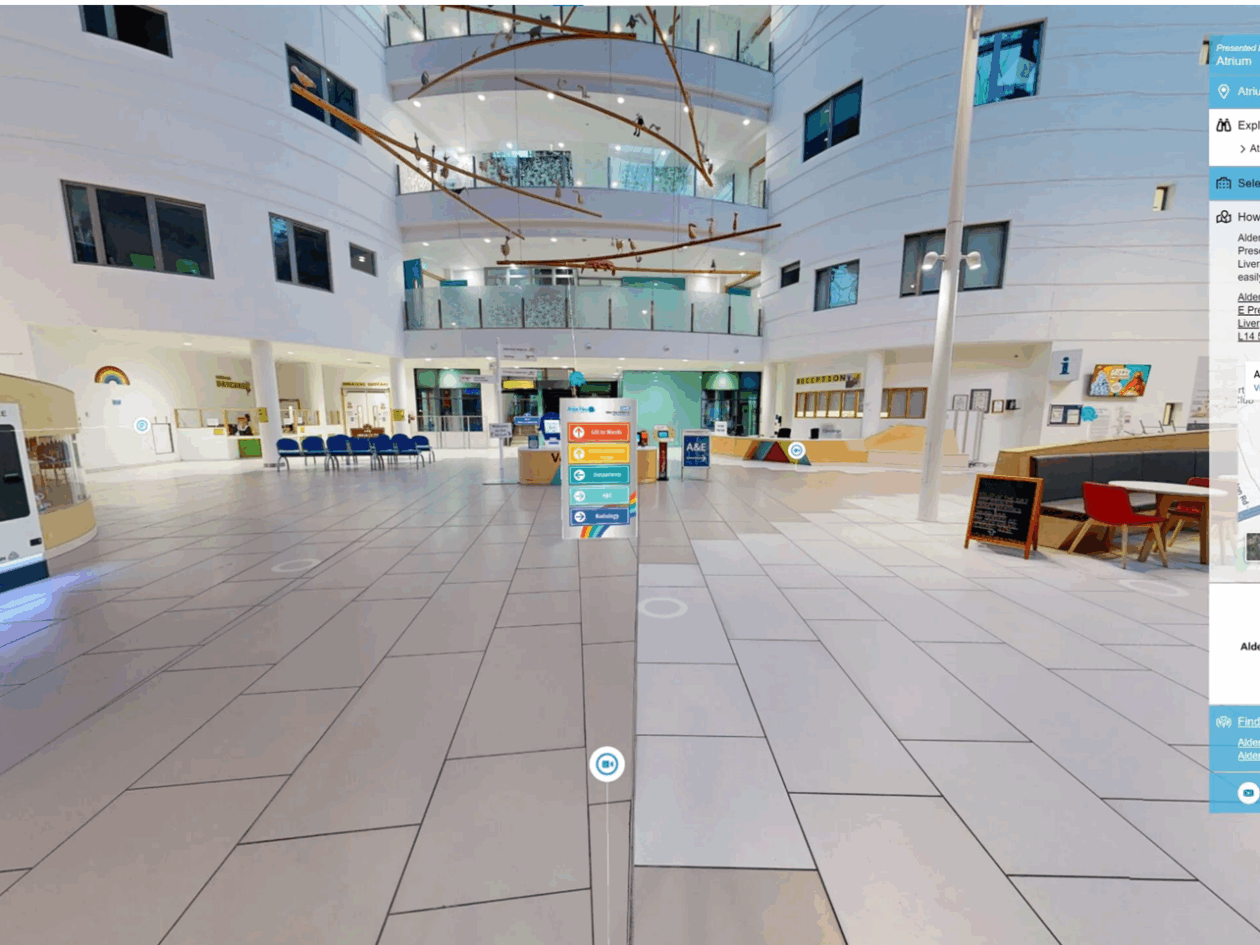 A screenshot taken from the virtual of Alder Hey
