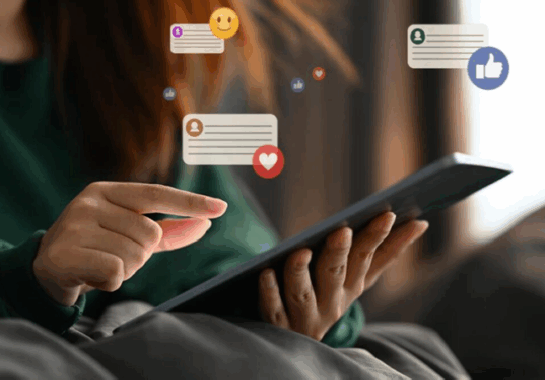 An anonymous child using social media