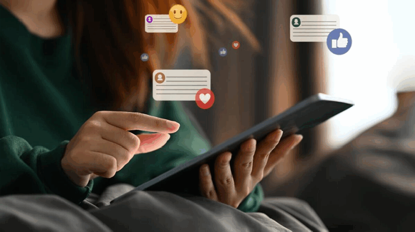 An anonymous child using social media