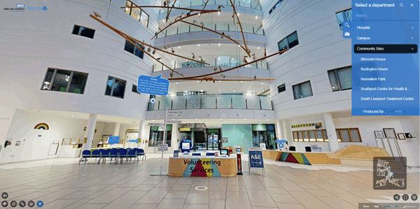 A screenshot of Alder Hey's improved virtual map