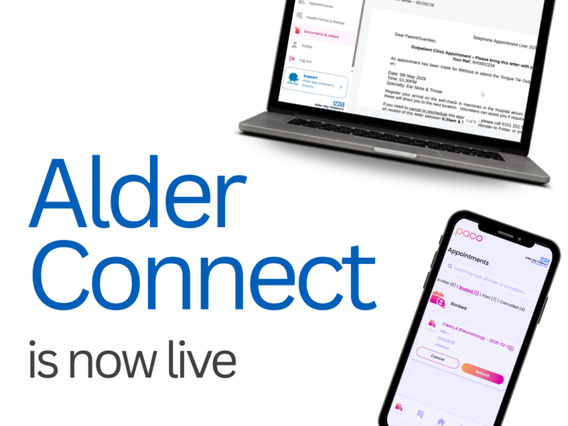 Image of a laptop and mobile with Alder Connect is now live written