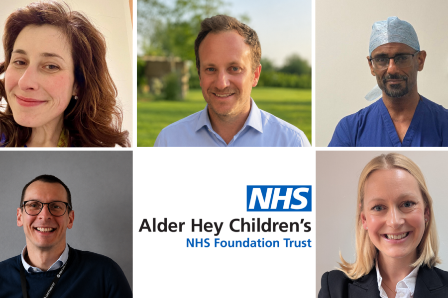 (from l-r clockwise)Ms Vitty Bucknall (Consultant Trauma and Orthopaedic Surgeon), Mr Roger Walton (Consultant Trauma and Orthopaedic Surgeon), Mr Pundrique Sharma (Consultant Plastic Surgeon), Dr Katie Misselbrook (Consultant Anaesthetist) and Dr David Wright (Consultant Trauma and Orthopaedic Surgeon)
