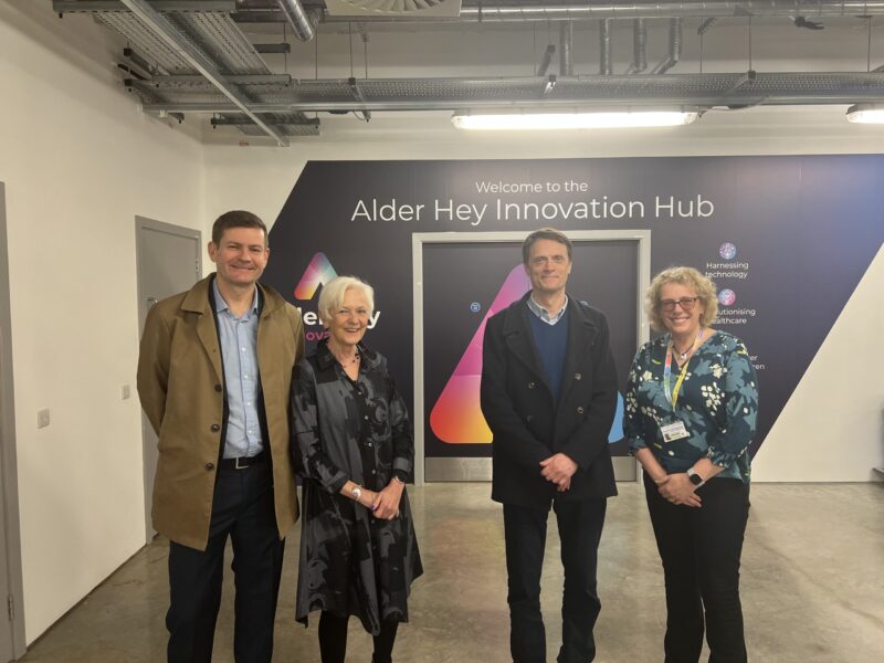 NHS Confederation CEO Matthew Taylor in Alder Hey's Innovation hub pictured with representatives of Alder Hey Children's NHS Foundation Trust