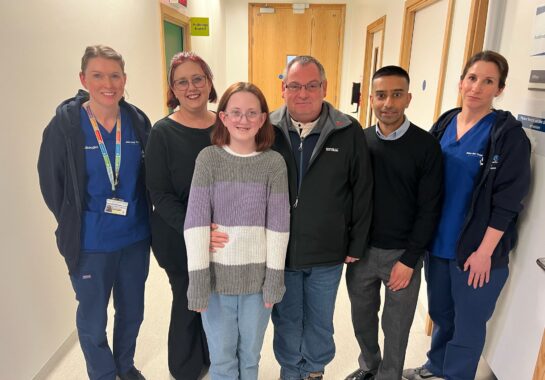 Niamh with parents and ENT team at Alder Hey