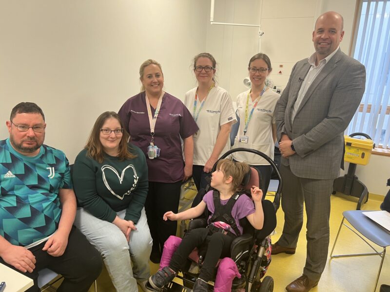 Hayley and family with some of the team who treated her at Alder Hey