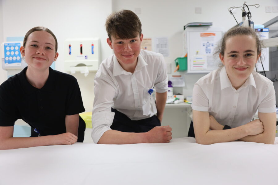 Work Experience photo - three people on a placement smiling for the camera